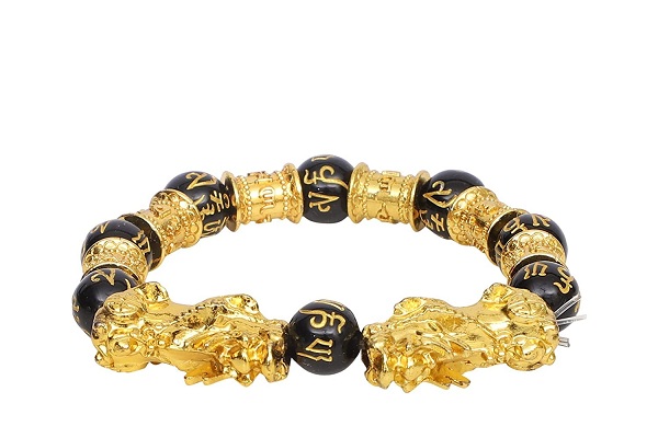 Authentic Obsidian Feng Shui Bracelet Double Pixiu Dragon 24k Gold Plated  Blessed by Temple - Etsy